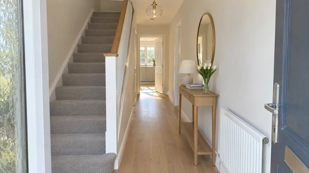 A bright, freshly decorated hallway in a Dublin 3-bed semi ready to list, the kind of home owners weigh up when they decide to extend or move.