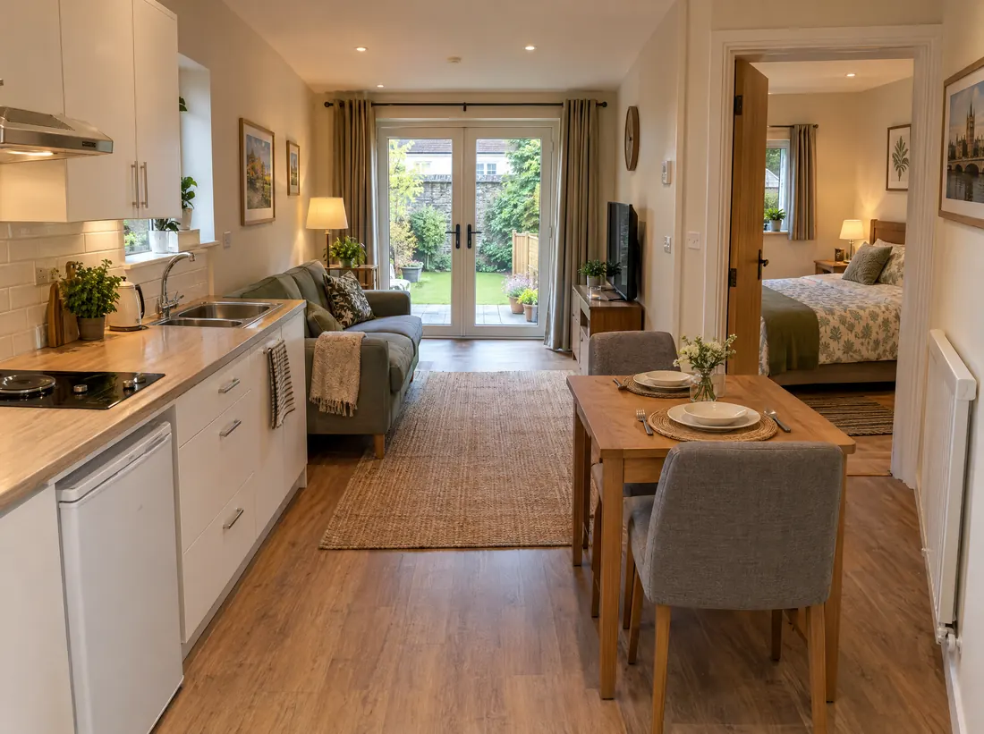 Self-contained granny flat with a bedroom and kitchenette