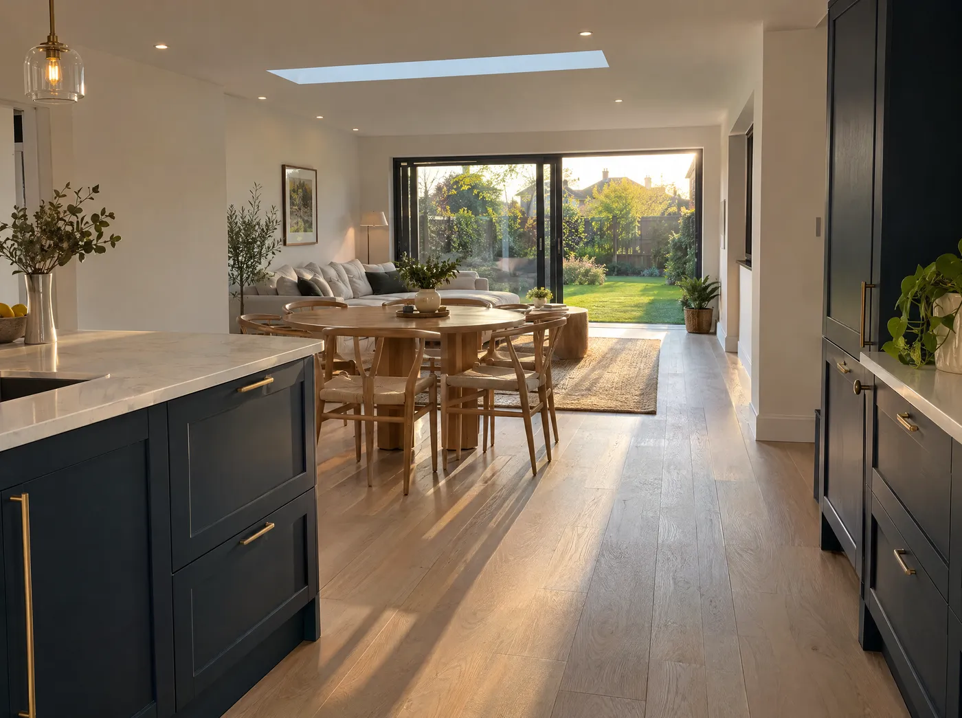 One open-plan room for cooking, eating and sitting