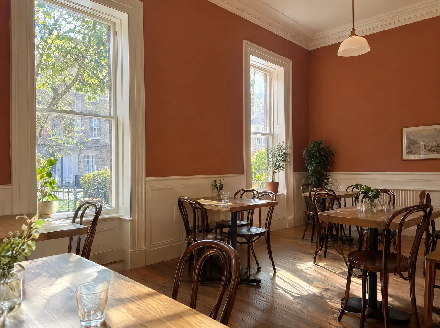 Freshly decorated restaurant dining room in Dublin