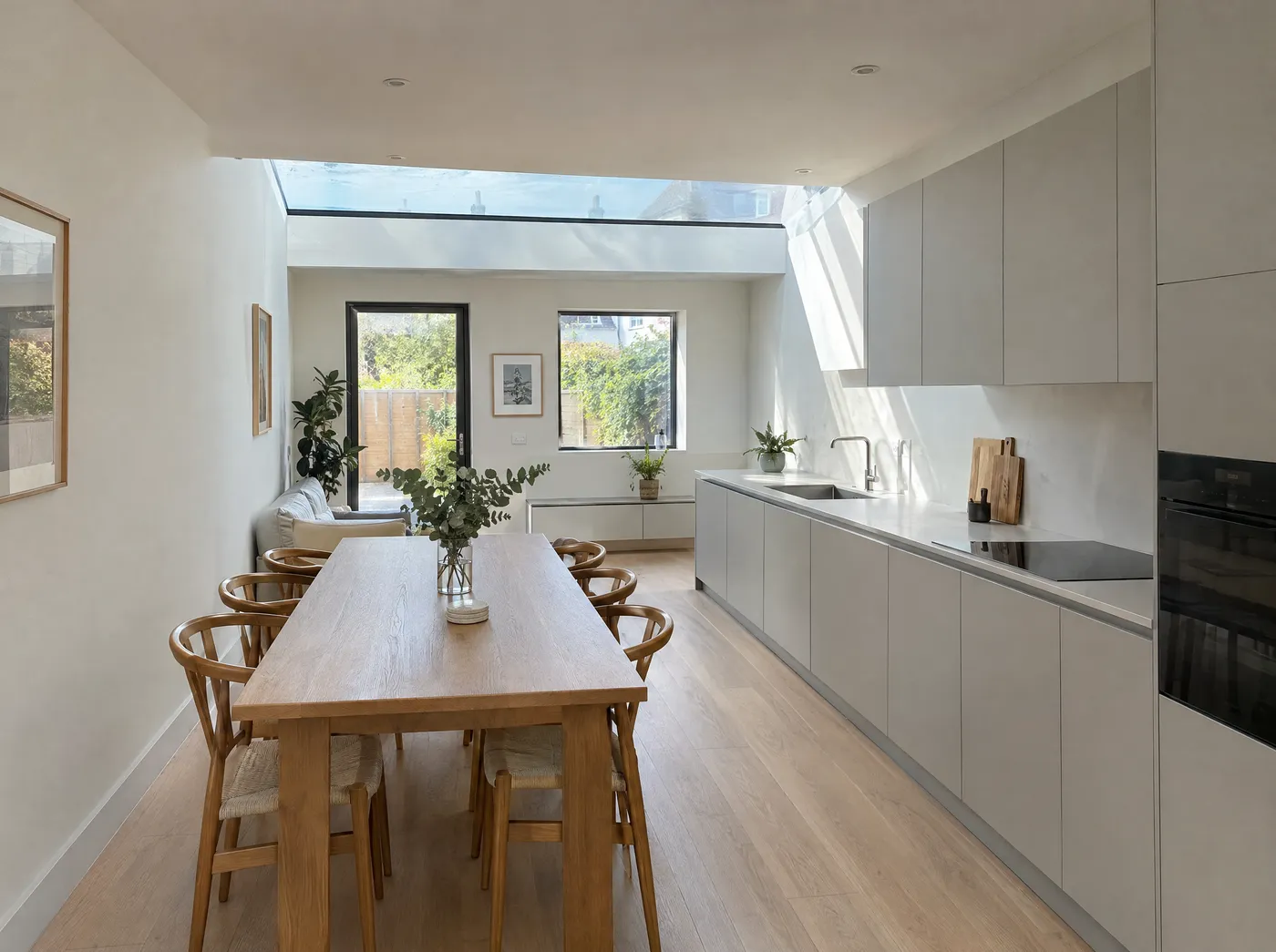 A flat roof with flat rooflights