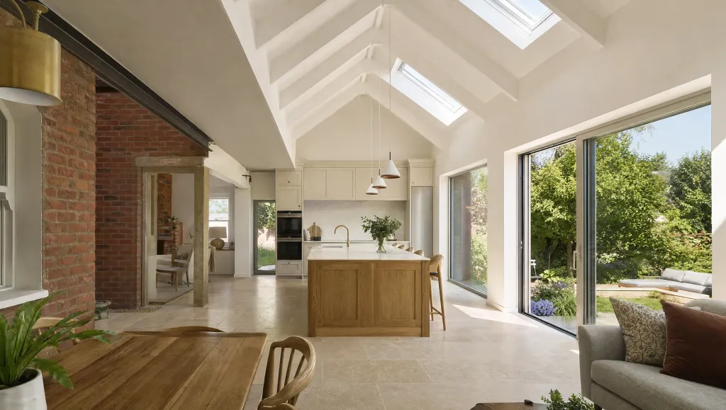 Extension with a vaulted ceiling