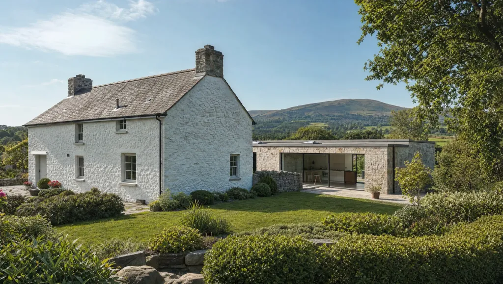 Flat Roof Extension Hidden Behind the Cottage