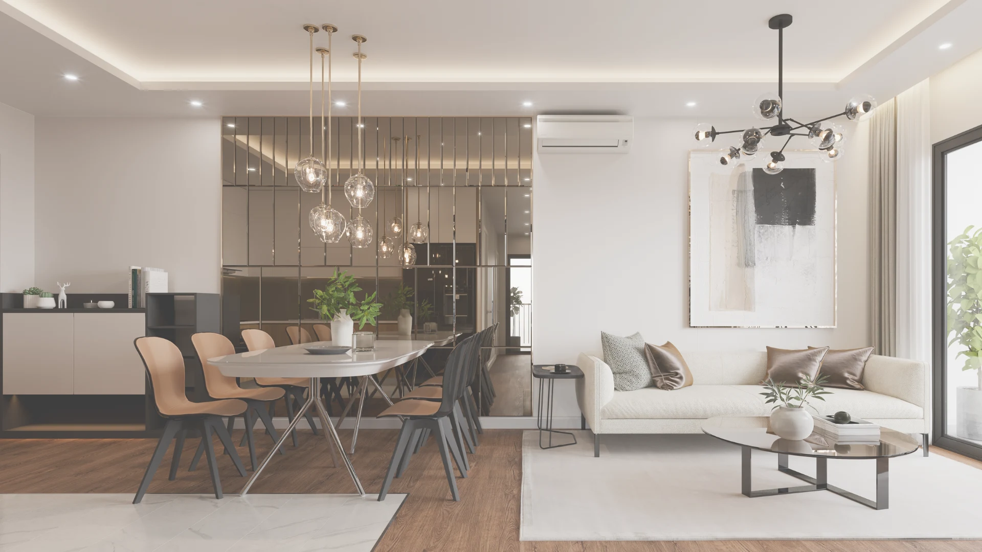 renovated living space bronze interior
